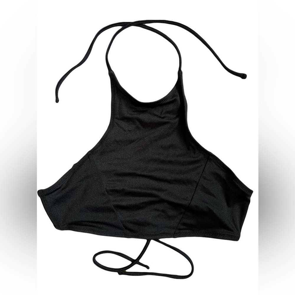 Topshop Black Halter Tie Bikini Activewear Rave Swimsuit Top Size Small S